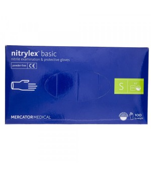 Vienkartinės pirštinės NITRYLEX Classic, nitrilinės, nepudruotos, mėlynos spalvos, S, 100 vnt.