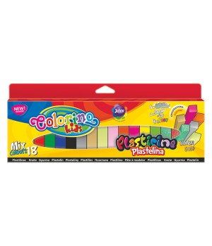 Plastilinas Colorino Kids, kvadratinės formos, 18 mix spalvų (auksinė, sidabrinė, šviečianti tamsoje