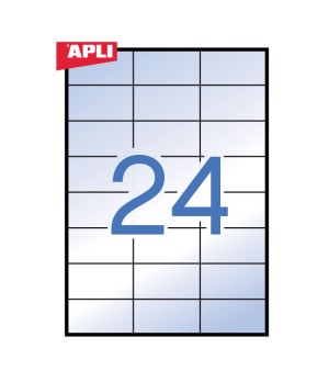 Lipnios etiketės APLI, 70 x 37 mm, A4, 24 lipdukai lape, 20 lapų, matiniai