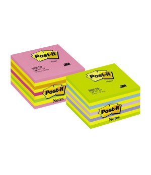 Lipnūs lapeliai Post-it Ledinukai kubas, 76 x 76 mm, 450 laplių, neoninių rausvų spalvų derinys