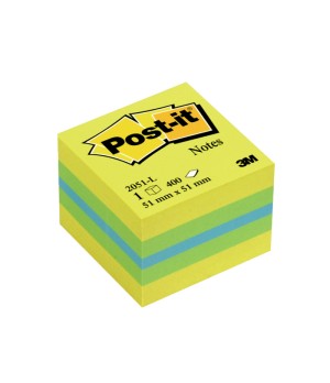 Lipnių lapelių kubas Post-it Mini Lemon, 51 x 51 mm, 400 lapelių, įvairios spalvos