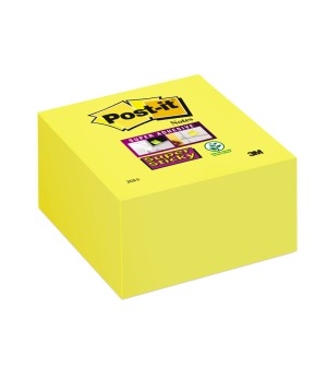 Lipnūs lapeliai Post-it Super sticky kubas, 76 x 76 mm, 350 lapelių, geltona