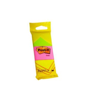 Lipnūs lapeliai Post-it, neoniniai 51x38 mm,100 lapelių, 3 vnt./pak.