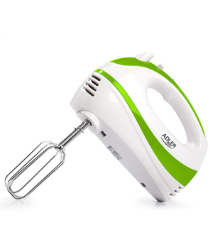 Adler | Mixer | AD 4205 g | Hand Mixer | 300 W | Number of speeds 5 | Turbo mode | White/Green