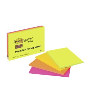 Lipnūs lapeliai Post-it Super sticky, 149 x 98,4 mm, įvairios spalvos, 4 vnt./pak.