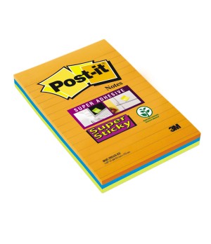 Lipnūs lapeliai Post-it Super sticky Ultra, 101x152mm, įvairios spalvos, 3 vnt./pak.