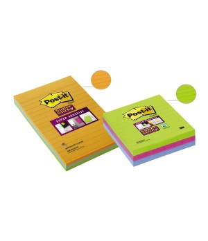 Lipnūs lapeliai Post-it Super sticky Ultra, 101x152mm, įvairios spalvos, 3 vnt./pak.