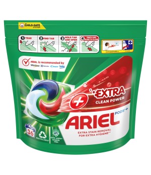 Skalbimo kapsulės Ariel Extra Clean, 36vnt