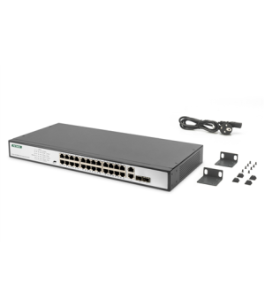 Digitus | Fast Ethernet PoE Switch 24-port PoE + 2 Combo, 370W PoE | DN-95343 | Unmanaged | Desktop | 10/100 Mbps (RJ-45) ports 