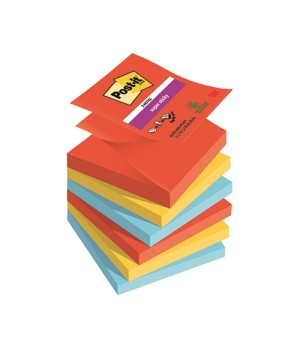 Lipnūs lapeliai Post-it Super Sticky, Playful Colour, 76 mm x 76 mm,6 vnt./pak.