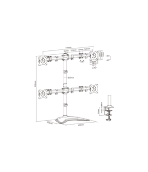 Digitus | Desk Mount | DA-90364 | Tilt, swivel, rotate | Black