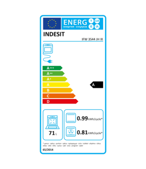 INDESIT | Oven | IFW 3544 JH IX | 71 L | Electric | Hydrolytic | Electronic | Height 59.5 cm | Width 59.5 cm | Stainless steel