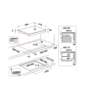 INDESIT | Hob | IS 83Q60 NE | Induction | Number of burners/cooking zones 4 | Electronic | Timer | Black