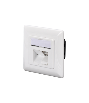 Digitus CAT 6A Class EA network outlet,shielded,2xRJ45,LSA pure white, flush mount, horizontal cable install. | CAT 6A Class EA 