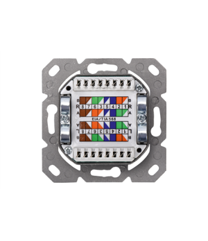 Digitus CAT 6A Class EA network outlet,shielded,2xRJ45,LSA pure white, flush mount, horizontal cable install. | CAT 6A Class EA 