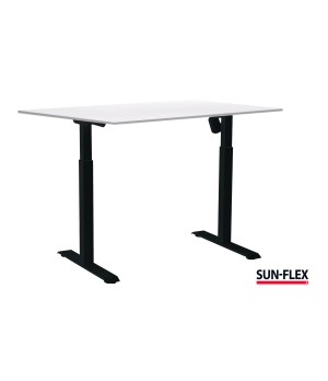 Reguliuojamo aukščio stalas SUN-FLEX®EASYDESK ADAPT, elektrinis, dviejų variklių, juodas rėmas, 140x80 cm,  šv. pilkas stalvirši