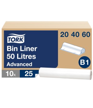 Šiukšlių maišai skirti TORK B1 šiukšliadėžėms, 50 L, 25 vnt, balti, 204060