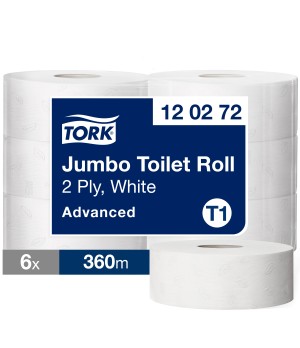 Tualetinis popierius TORK ADVANCED JUMBO T1,120272, 2 sl, 9.7 cm x 360 m, balta sp.