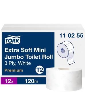 Tualetinis popierius TORK PREMIUM MINI JUMBO EXTRA SOFT T2, 3 sluoksniai, 9,4 cm x 120 m, 110255