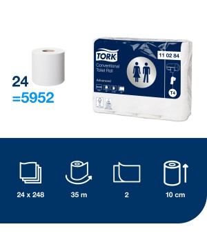 Tualetinis popierius TORK ADVANCED T4,110284, 2 sl., 10cmx34.72m, 24 vnt./pak.