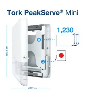 Popierinių rankšluosčių dozatorius „Tork PeakServe® Mini Continuous™“, baltas (552550)