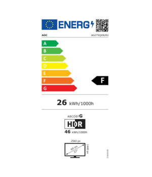 AOC | Monitor | AG275QXN/EU | 27 " | VA | 165 Hz | 1 ms | 2560 x 1440 pixels | HDMI ports quantity 2
