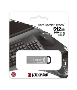 Kingston | USB Flash Drive | DataTraveler Kyson | 512 GB | Type-A USB 3.2 Gen 1 | Silver