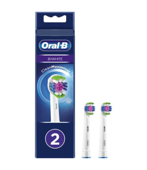 Oral-B | EB18 RB-2 3D White | Replacement Head with CleanMaximiser Technology | Heads | For adults | Number of brush heads inclu