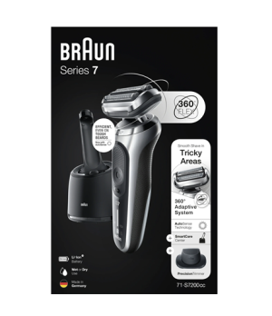 Braun | Shaver | 71-S7200cc | Operating time (max) 50 min | Wet & Dry | Silver/Black