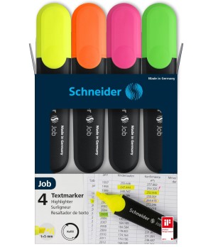 Teksto žymekliai SCHNEIDER JOB, 1-5 mm, 4 spalvų rinkinys