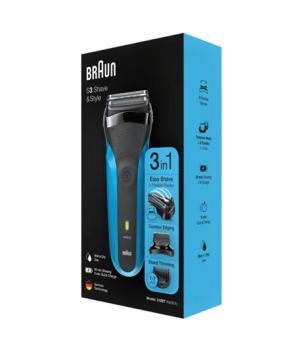 Braun | Shaver with Trimmer | Shave&Style 310BT | Cordless | Wet & Dry | Number of length steps 5 | Black/Blue