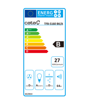 CATA | TFB-5160 BK | Telescopic | Energy efficiency class C | Width 59.5 cm | 300 m³/h | Mechanical control | LED | Black