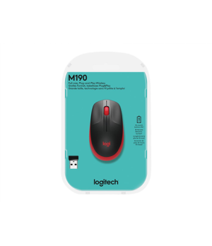 Logitech | Full size Mouse | M190 | Wireless | USB | Red