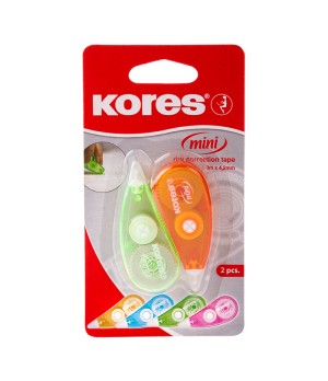 Korekcinė juostelė KORES MINI, 4,2 mm x 3 m, 2 vienetai, spalvoti korpusai