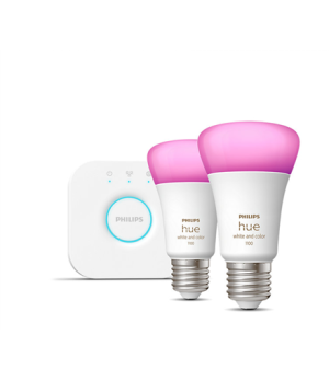 HueWCA Starter Kit 2pcs, Bridge | E27 | 11 W | White and colored light,  2000K-6500K +16 million colors | Bluetooth and Zigbee