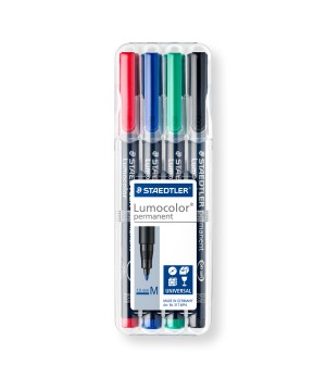 Permanentinis žymeklis STAEDTLER LUMOCOLOR 317M, 1.0 mm, 4 spalvų rinkinys