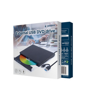 Gembird | External USB DVD Drive | DVD-USB-03 | Interface USB 3.1 Gen 1 | DVD±RW (±R DL) / DVD-RAM | CD read speed 24 x | CD wri