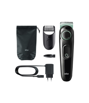 Braun | Beard Trimmer | BT3323 | Cordless | Number of length steps 20 | Black/Green