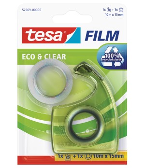 Ekologiška lipni juostelė TESA Film eco & clear, su dėklu, 15mm x 10m, skaidri