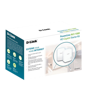 D-Link | PowerLine AV2 1000 HD Gigabit Starter Kit | DHP-601AV/E | 1000 Mbit/s | Ethernet LAN (RJ-45) ports 1 | No Wi-Fi | Extra