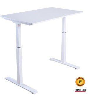 Reguliuojamo aukščio stalas SUN-FLEX®EASYDESK ELITE, elektrinis, vieno variklio, baltas rėmas, 120x60 cm baltas stalviršis