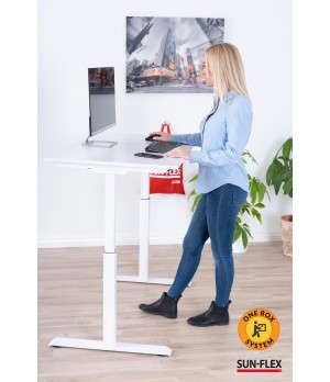 Reguliuojamo aukščio stalas SUN-FLEX®EASYDESK ELITE, elektrinis, vieno variklio, baltas rėmas, 120x60 cm baltas stalviršis