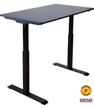 Reguliuojamo aukščio stalas SUN-FLEX®EASYDESK ELITE, elektrinis, vieno variklio, juodas rėmas, 120x60 cm juodas stalviršis