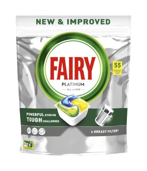 Automatinių indaplovių kapsulės FAIRY Platinum  LEMON, 55 vnt.