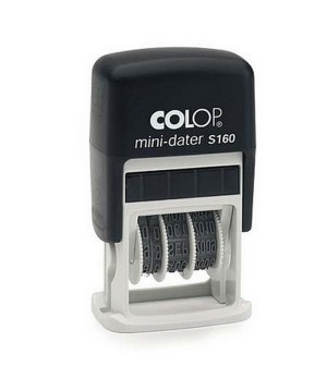 Antspaudas COLOP Mini Dater S160 D03, korpusas juodos spalvos, su bespalve pagalvėle