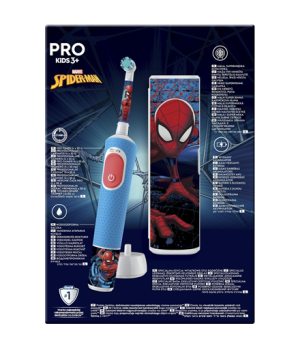 Oral-B | Electric Toothbrush with Travel Case | Vitality PRO Kids Spiderman | Rechargeable | For children | Number of brush head