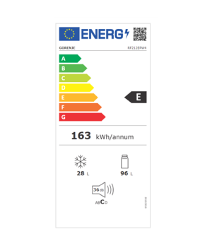 Gorenje | Refrigerator | RF212EPW4 | Energy efficiency class E | Free standing | Double Door | Height 117 cm | Fridge net capaci