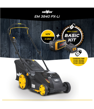 MoWox | 40V Comfort Series Cordless Lawnmower | EM 3840 PX-Li | Mowing Area 250 m² | 2500 mAh | Battery and Charger included