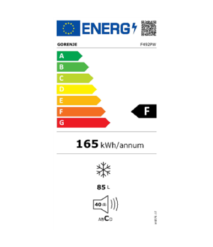 Gorenje | Freezer | F492PW | Energy efficiency class F | Upright | Free standing | Height 84.5 cm | Total net capacity 85 L | Wh