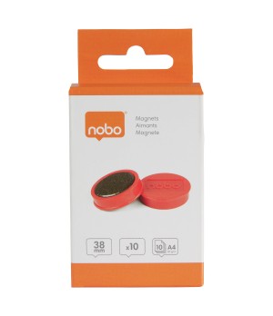Baltosios lentos magnetai Nobo, 38mm, 10 vnt., raudonos spalvos